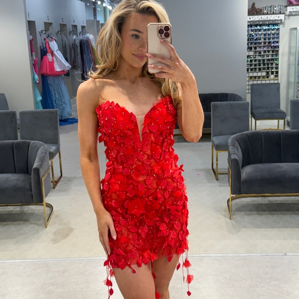 Elegant Red Floral Dress